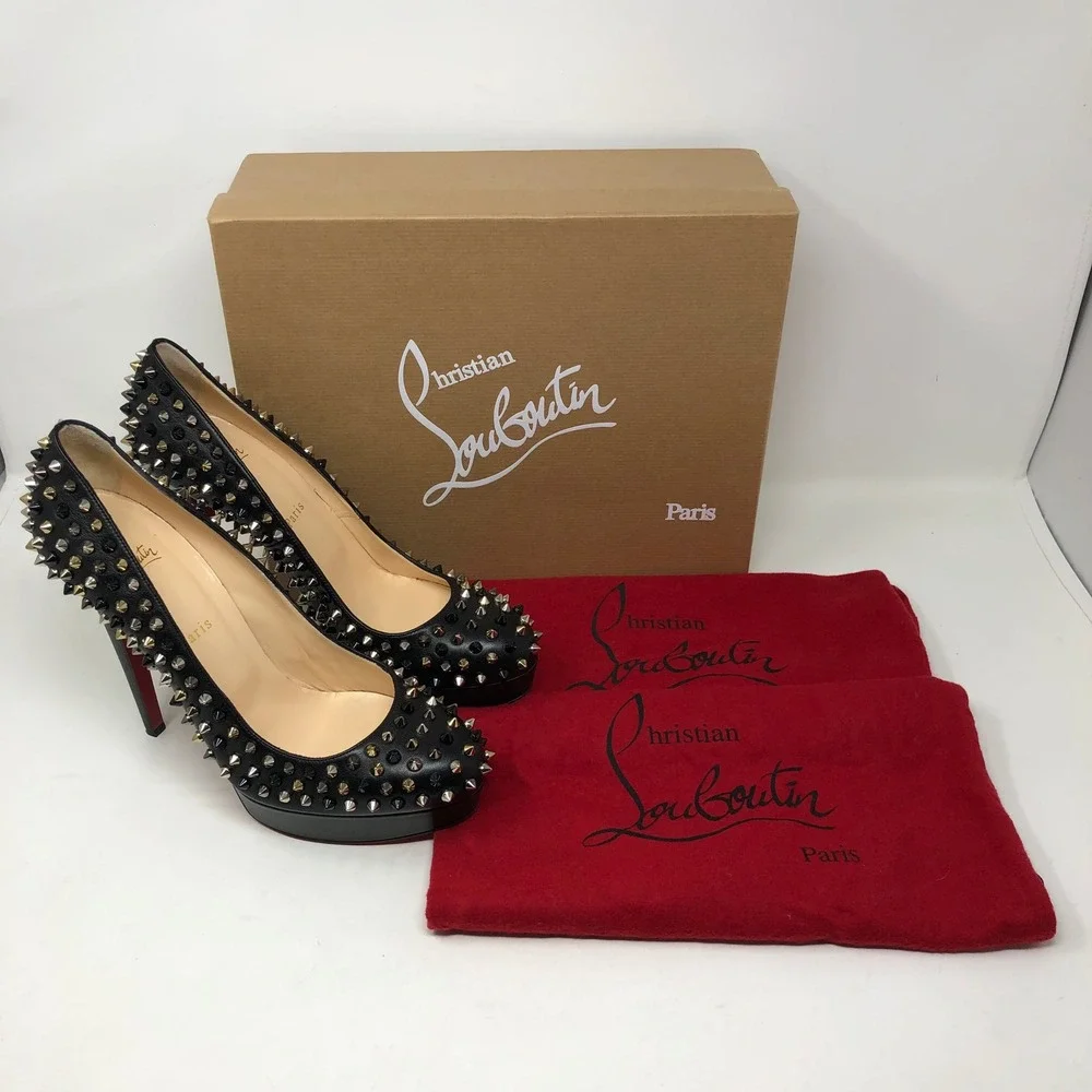 Christian Louboutin Bianca Spike 140mm Pump Women 42 12 Black Studded Platform
